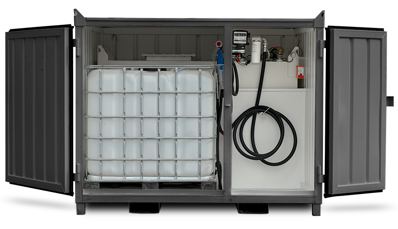 Invallad ADR containertank med IBC kärl för exempelvis AdBlue